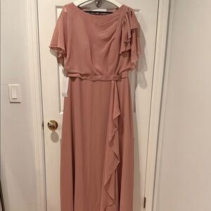 NWT Azazie Aaliyah A-Line Scoop Pleated Chiffon Dress Dusty Rose A16
